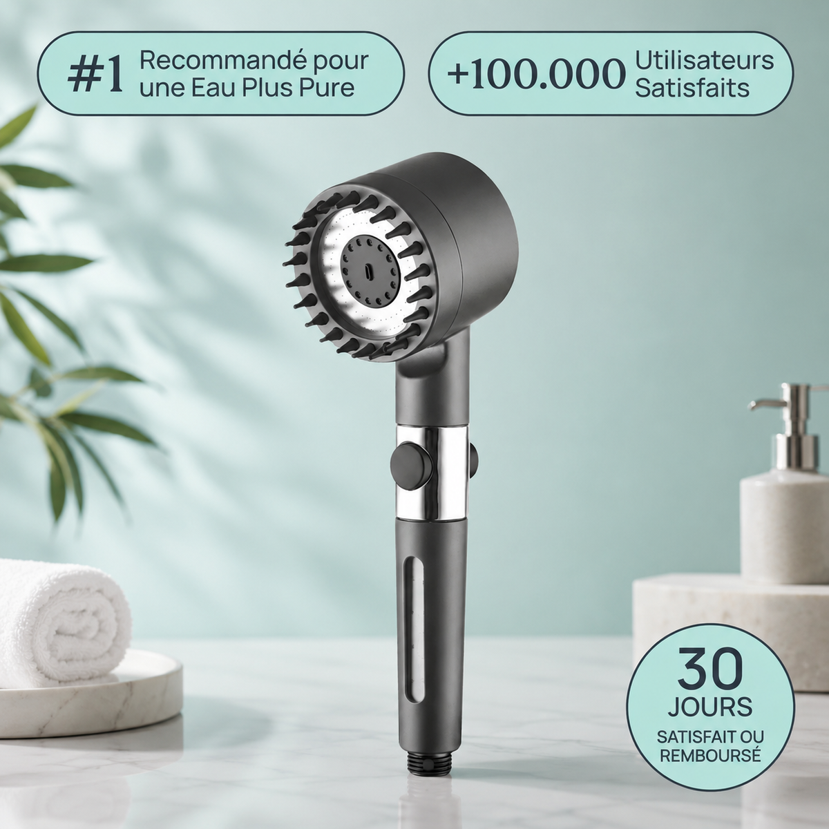 NORYSIA™ | Le Pommeau Filtrant Qui Protège Votre Peau & Vos Cheveux